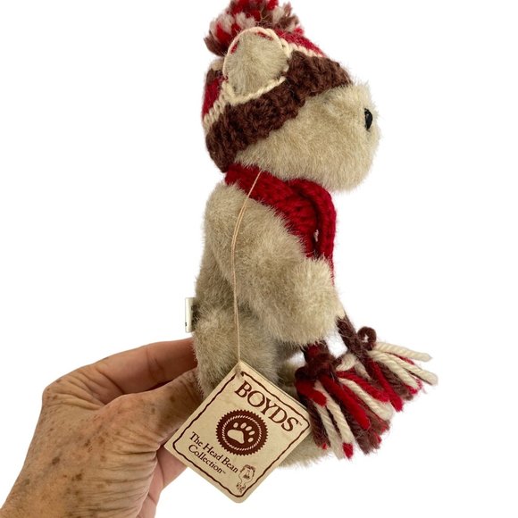 2005 Boyds Cocoa Bear Head Bean Collection Plush Knitted Beanie Scarf Orig Tags - Picture 6 of 11